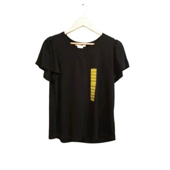 Women's Bundle T-Shirts Philosophy Black Flutter Sleeve & Scoop Grey M 8-10 NWT - Picture 2 of 13